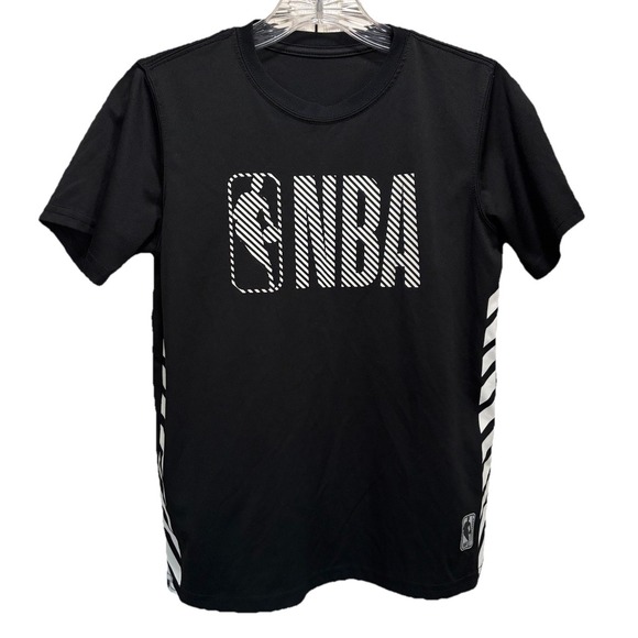 NBA Active Black/White Graphic Logo Short Sleeve‎ Athletic Shirt Size M - Picture 1 of 8